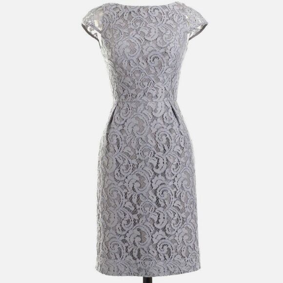 J. Crew, Elsa Dress Leavers Lace in Stormy Gray, Bridesmaid Women’s 0 Petite - Picture 13 of 13